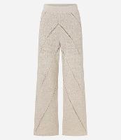 Calça Reta Cintura Média em Tricô com Vazados Diagonais - 1