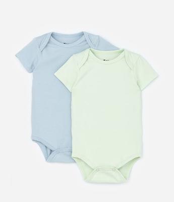 Kit 02 Bodies Infantis em Cotton Básicos - Tam RN a 18 meses