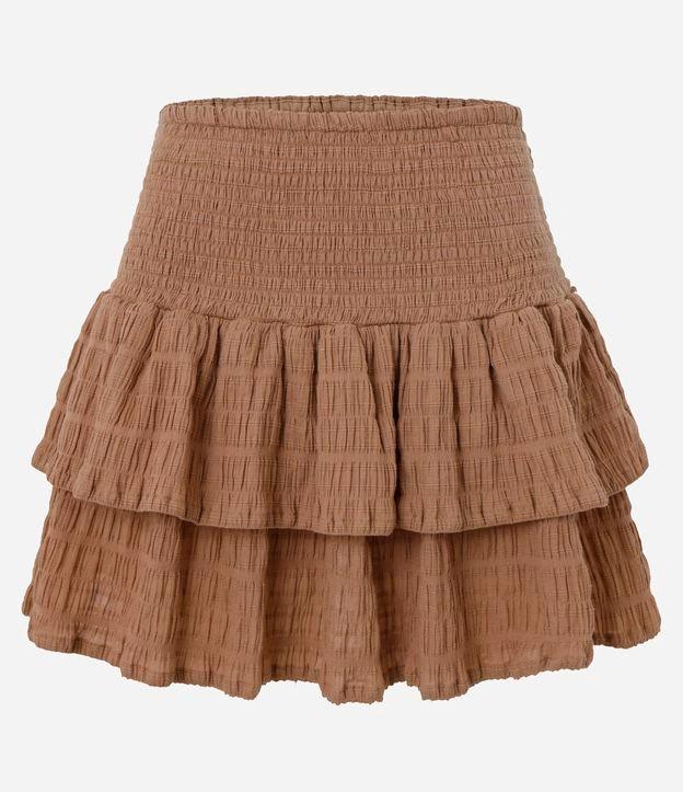 Saia Curta com Textura Maquinetada e Babado - 1