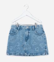 Saia Infantil Jeans com Puídos em Forma de Coração - Tam 7 a 14 Anos - 1