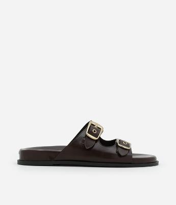 Sandália Rasteira Flat com Fivelas