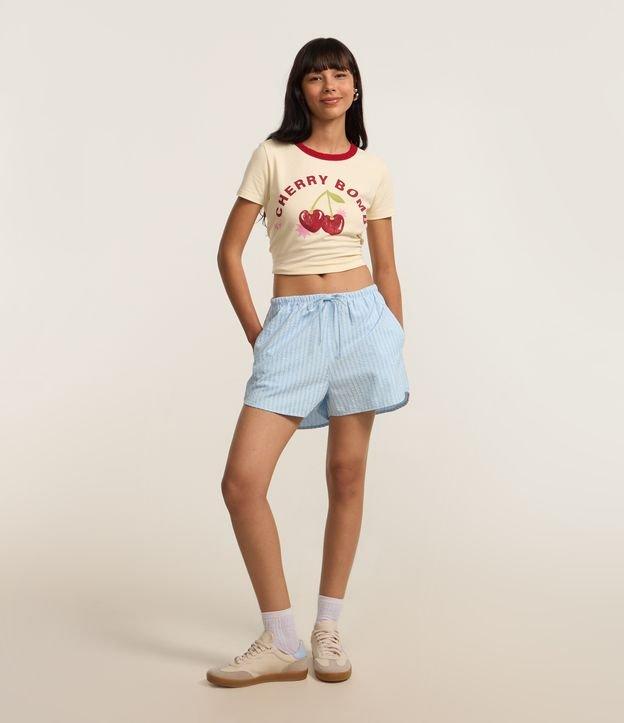 Short Runner em Tricoline com Listras e Strass - 2