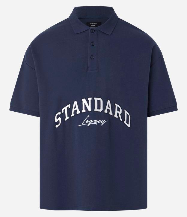 Camisa Polo Oversized em Algodão com Bordado Lettering e Cava Deslocada - 1
