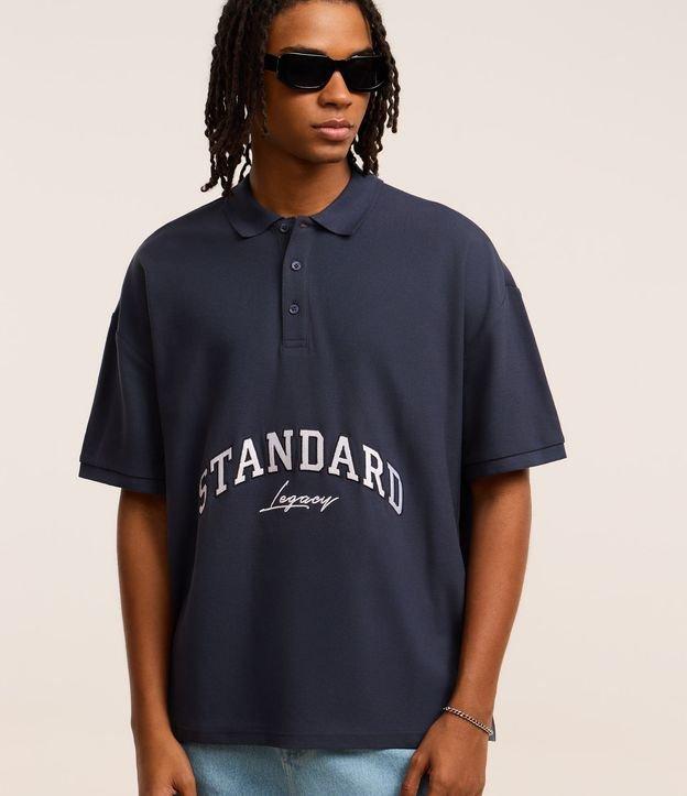 Camisa Polo Oversized em Algodão com Bordado Lettering e Cava Deslocada - 2