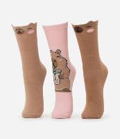 Kit 03 Meias Cano Alto em Algodão com Estampa Capivara Milk Shake - 1