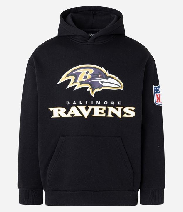 Casaco Relaxed em Fleece com Felpa e Estampa Lettering  Baltimore Ravens NFL - 1