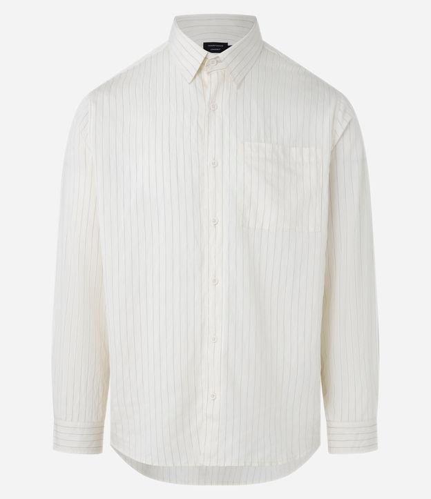 Camisa Comfort em Viscose com Estampa de Listras e Bolso - 1