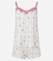Pijama Short Doll em Viscose com Estampa Listrada e Floral - 1