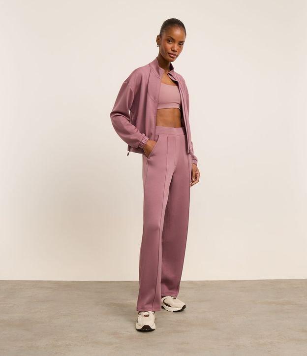 Calça Reta Esportiva com Frisos Frontais e Cós Largo - 1