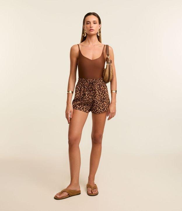 Saída de Praia Short em Chiffon Estampado Animal Print Onça - 2