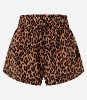 Saída de Praia Short em Chiffon Estampado Animal Print Onça - 1