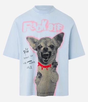Camiseta Boxy em Algodão com Estampa de Cachorrinho com Raiva