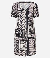 Vestido T-Shirt Curto em Viscolinho com Estampa Artística - 1