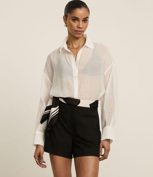 Short Alfaiatado Cintura Alta com Passantes no Cós - 3