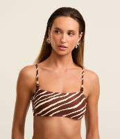 Biquíni Top Faixa Estampado de Animal Print Zebra com Aviamentos de Madeira - 1