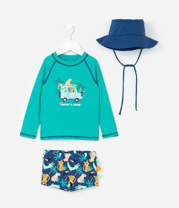 Conjunto Infantil com Proteção UV e Estampa de Bichinhos - Tam 1 a 4 Anos - 1