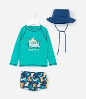 Conjunto Infantil com Proteção UV e Estampa de Bichinhos - Tam 1 a 4 Anos - 1
