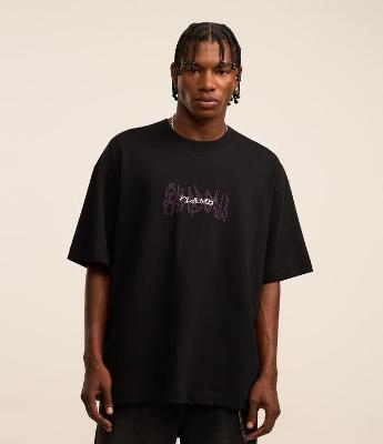 Camiseta Oversized em Malhão com Estampa Tribal