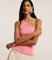 Blusa em Tricô com Decote Ombro Só e Babado na Barra - 1