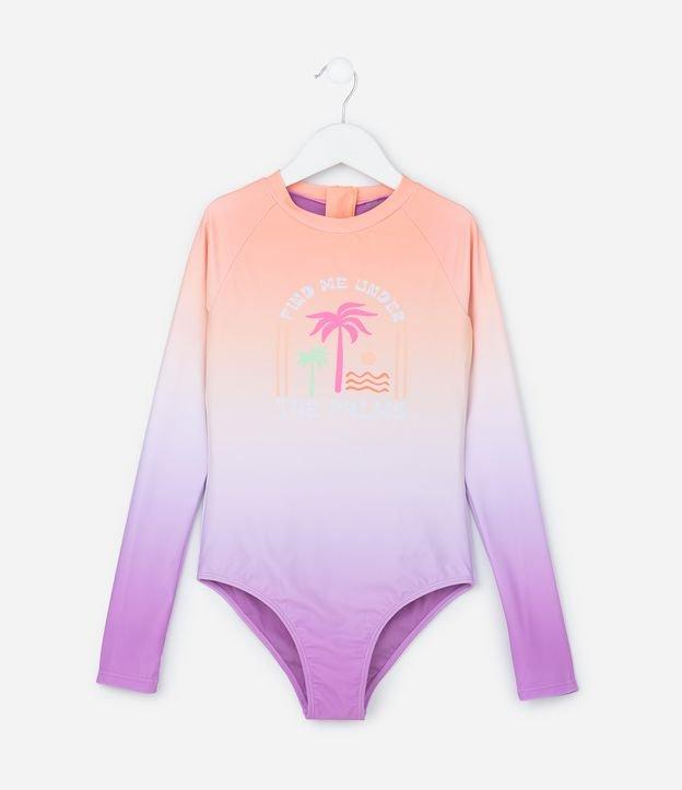 Maiô Infantil com Estampa Degradê e Palmeiras - Tam 5 a 14 anos - 1