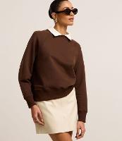 Casaco em Moletom com Gola Camisa e Cava Raglan - 1