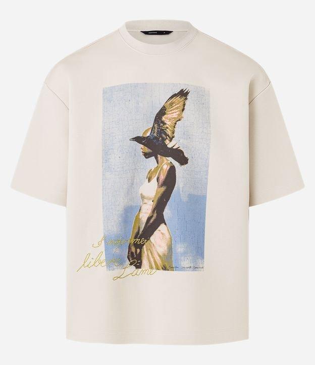 Camiseta Overboxy em Algodão com Lettering Bordado - 1