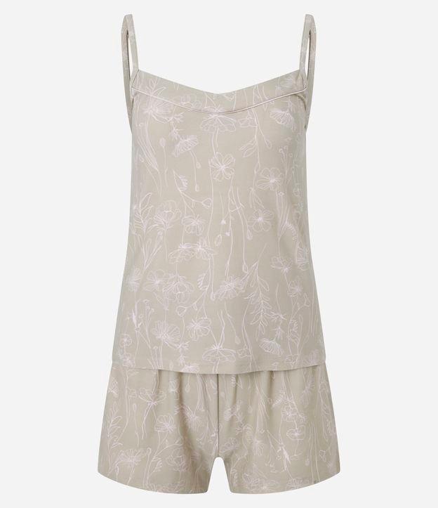 Pijama Short Doll com Estampa Floral e Detalhes de Cetim - 1