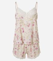 Pijama Short Doll em Viscose com Estampa Floral e Detalhe de Renda - 1