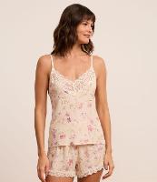 Pijama Short Doll em Viscose com Estampa Floral e Detalhe de Renda - 2