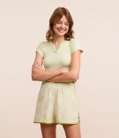 Short de Pijama em Anarruga Listrada com Barra Contrastante - 2