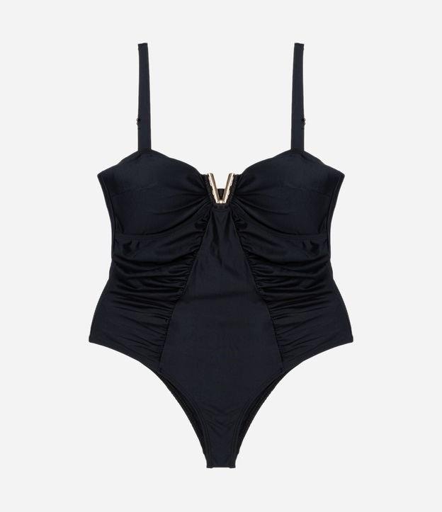 Maiô e Microfibra com Bojo Decote em V e Franzidos Curve & Plus Size - 1