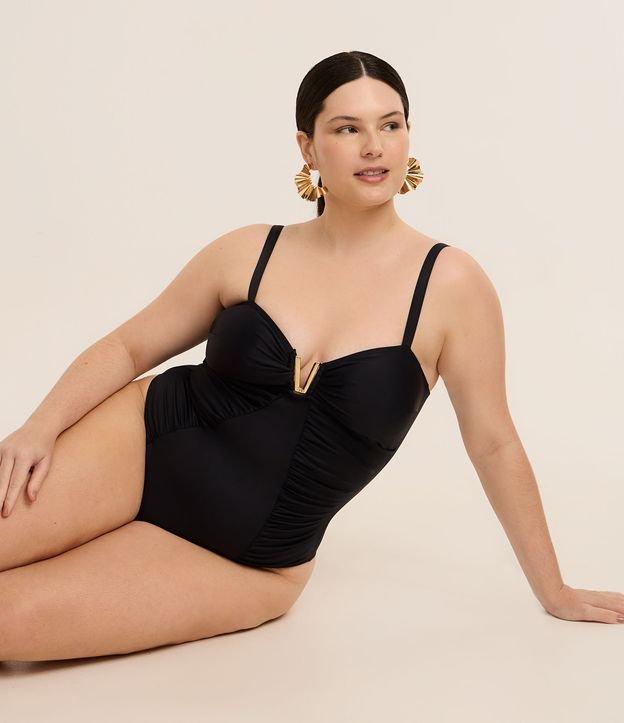 Maiô e Microfibra com Bojo Decote em V e Franzidos Curve & Plus Size - 2