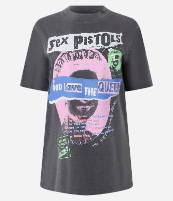 Camiseta Alongada em Algodão com Estampa Sex Pistols