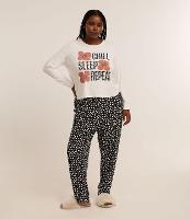 Pijama Longo com Manga Jogger Estampa Lettering e Poá Curve & Plus Size - 2
