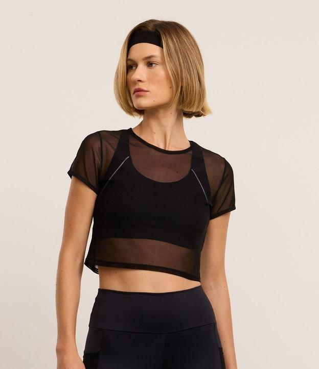 Camiseta Cropped Esportiva em Tule - 2