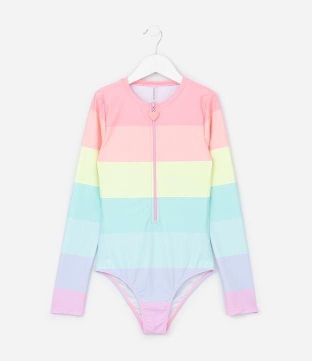 Maiô Infantil em Microfibra com Estampa de Bloco de Cores - Tam 2 a 14 Anos - 1