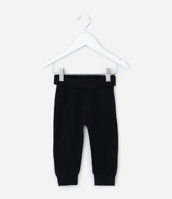 Calça Infantil em Cotton com Cós Dobrado - Tam RN a 18 meses