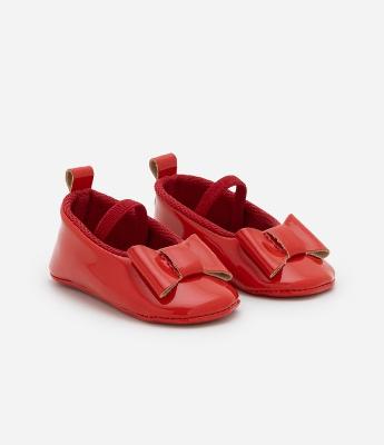 Sapatilha Infantil Envernizada com Laço - Tam 15 a 19