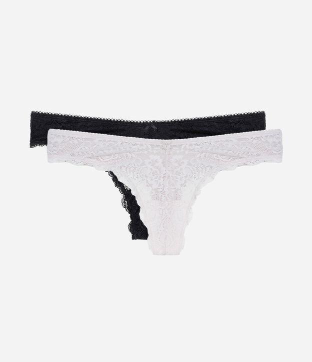 Kit 02 Calcinhas Biquíni Fio Duplo em Renda Floral - 1
