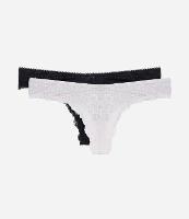 Kit 02 Calcinhas Biquíni Fio Duplo em Renda Floral - 1