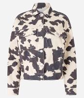 Jaqueta Trucker em Sarja Animal Print Vaca com Bolsos - 1