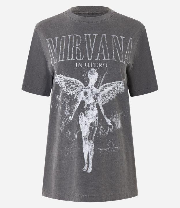 Camiseta Alongada em Algodão com Estampa Anjo Nirvana - 1