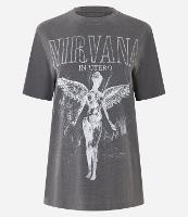 Camiseta Alongada em Algodão com Estampa Anjo Nirvana - 1