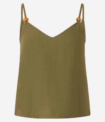 Blusa em Crepe com Decote V e Miçanga na Alça