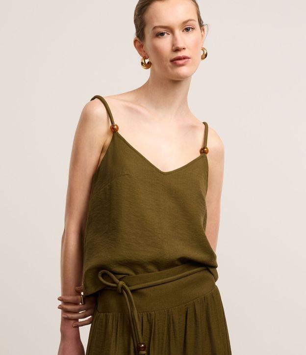 Blusa em Crepe com Decote V e Miçanga na Alça - 2