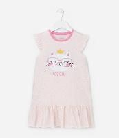 Camisola Infantil com Babados e Estampa de Gatinho que Brilha no Escuro - Tam 4 a 12 anos - 1