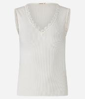 Blusa Canelada em Ribana com Renda no Decote - 1