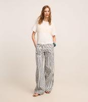 Calça Wide Leg em Sarja com Listras e Cinto Fino - 2