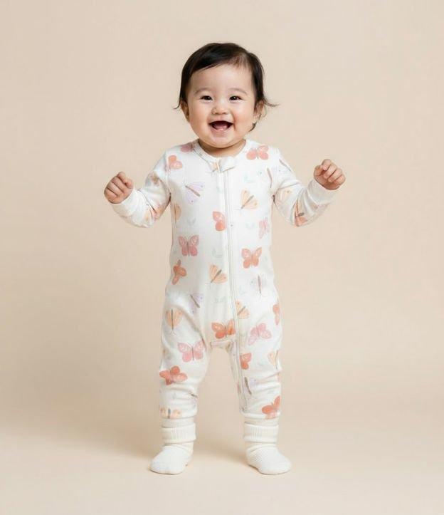 Macacão Infantil Tricô com Borboleta - Tam RN a 18 Meses - 2