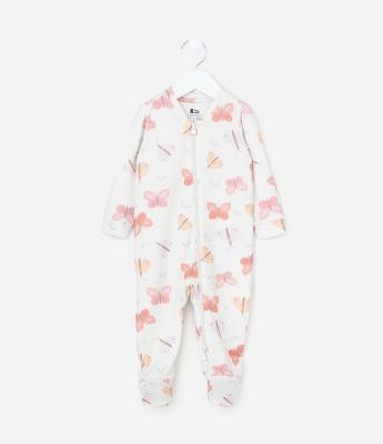 Macacão Infantil Tricô com Borboleta - Tam RN a 18 Meses